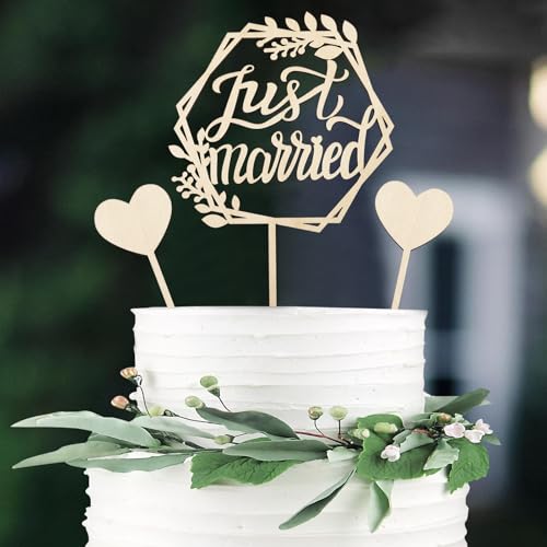 GoldRock Holz Just Married Deko Cake Topper Hochzeit, 3 Stk Tortendeko Hochzeit, Just Married Hochzeitstorte Deko,Tortenstecker Hochzeiten,Hochzeitsdeko Torte Herz, Tortentopper für Verlobung, Wedding GoldRock Holz Just Married Deko Cake Topper Hochzeit, 3 Stk Tortendeko Hochzeit, Just Married Hochzeitstorte Deko,Tortenstecker Hochzeiten,Hochzeitsdeko Torte Herz, Tortentopper für Verlobung, Wedding von GoldRock