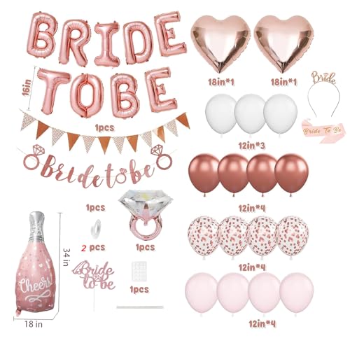 GoldRock Jungesellinenabschied Braut Luftballon Set (Roségold, Bride to Be) von GoldRock