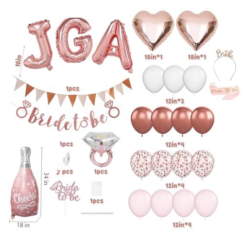 GoldRock Jungesellinenabschied Braut Luftballon Set (Roségold, JGA) von GoldRock