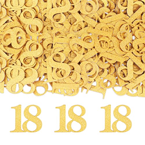 GoldRock Konfetti 18 Geburtstag Deko Groß 3,1x2,6cm, 100 Stk Tischdeko Gold Deko 18. Geburtstag Junge Mädchen, Streudeko 18. Geburtstag Deko Tisch, Streudeko zum 18 Jubiläum, Geburtstagsdeko 18 Jahre von GoldRock