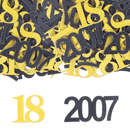 GoldRock Konfetti 18. Geburtstag Junge Mädchen Deko Groß 3-5cm, 100 Stück Konfetti 18 Geburtstag Deko Schwarz Gold, Tischdeko Geburtstag 18 Jahre,2007 Deko 18. Geburtstag Streudeko, Geburtstagsdeko 18 von GoldRock