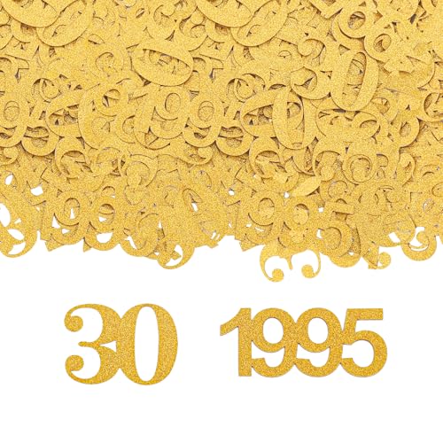GoldRock Konfetti 30 Geburtstag Deko 1995 Groß 3,3-5cm,100 Stk Streudeko 30 Geburtstag Männer Frauen,Glitzer Tischdeko 30 Geburtstag,Konfetti 30. Geburtstag Deko,30er Luftschlangen, Geburtstagsdeko 30 von GoldRock