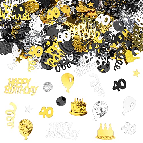 GoldRock 40. Geburtstag Deko für Frauen und Männer - Konfetti Streudeko Gold Schwarz, Tischdeko, Glitzer Confetti 40 Jahre von GoldRock