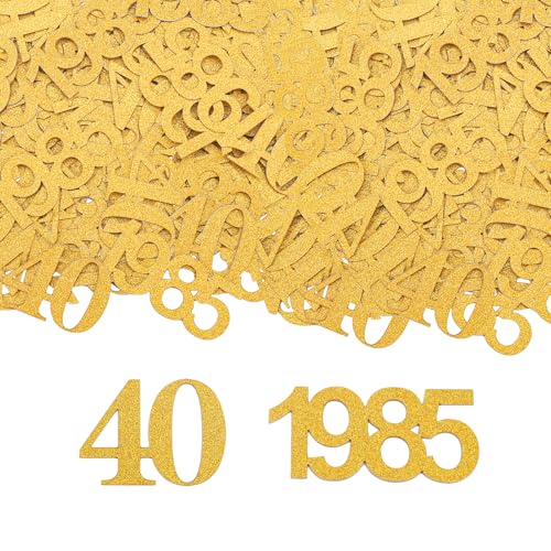 GoldRock Konfetti 40 Geburtstag Deko 1985 Groß 3,3-5cm, 100 Stk Streudeko für Männer Frauen, Glitzer Tischdeko, Luftschlangen, Geburtstagsdeko von GoldRock