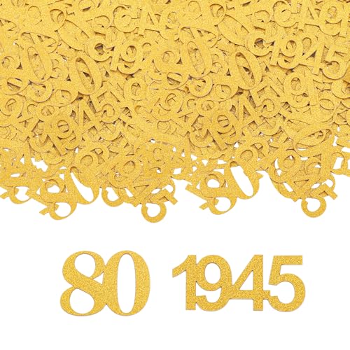 GoldRock Konfetti 80. Geburtstag Deko Groß 3,4-5cm, 100 Stück Streudeko, Glitzer Tischdeko für Frau Mann 1945, Dekoration 80er Gold von GoldRock