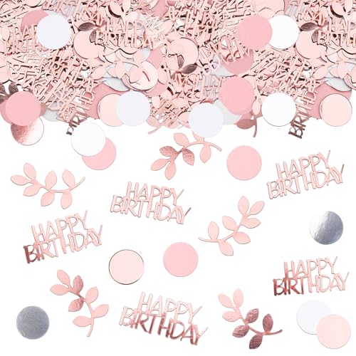 GoldRock Konfetti Geburtstag Tischdeko Groß 2,5-5,5cm, 200 Stk Happy Birthday Konfetti, Streudeko Rosegold, Deko Confetti für Geburtstagsdeko Tisch, Mann, Frau, Kinder von GoldRock