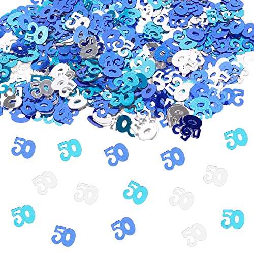 GoldRock Konfetti Tischdeko 50. Geburtstag für Frau und Mann - Streudeko Blau, Confetti Deko, Streudeko 50er, Geschenke von GoldRock