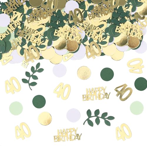 GoldRock Konfetti 40. Geburtstag Deko Grün, 200 Stück Tischdeko für Frauen Männer, Streudeko Gold, Confetti, 40 Jahre Dekoration von GoldRock
