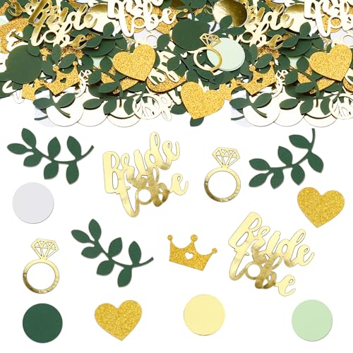 GoldRock Glitzer Konfetti Bride to Be Jga Deko Frauen Grün, 200 Stück Bride to Be Deko Konfetti, Junggesellenabschied Tischdeko, Eukalyptus Streudeko Jga Accessoires, Junggesellinnenabschied Tischdeko von GoldRock