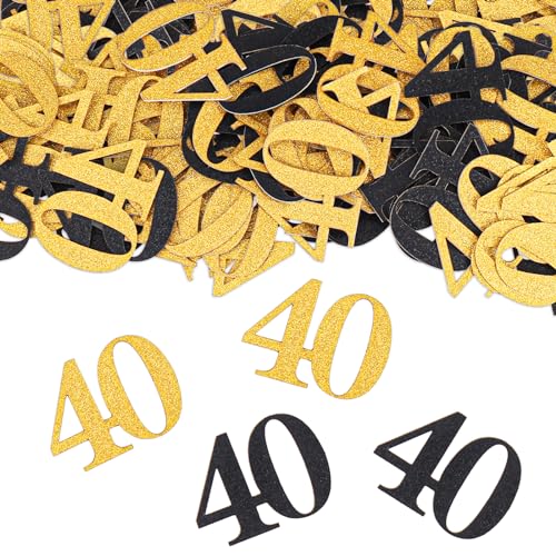 GoldRock Konfetti 40 Geburtstag Deko Groß 3,5x2,6cm,100 Stk Tischdeko 40. Geburtstag Deko Gold Schwarz,Deko 40 Geburtstag Mann Frau, Streudeko Geburtstag 40er,Luftschlangen 40 Geburtstag Männer Frauen von GoldRock