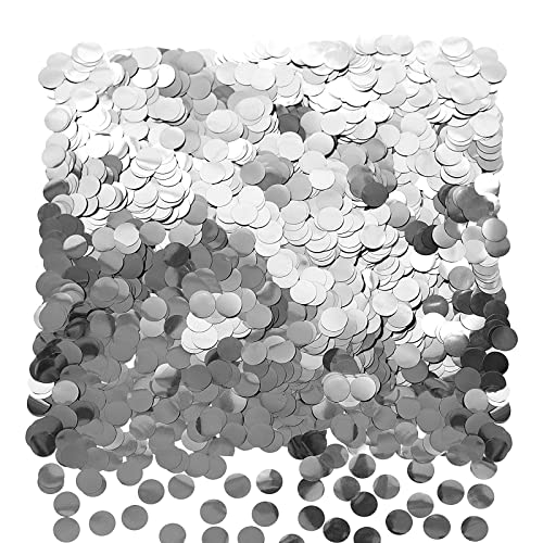 GoldRock Konfetti Silber Rund, 1500 Stück Tischdeko Silber,1cm Streudeko Silber, Silber Tischdeko Geburtstag,Deko Silber Hochzeit,Glitzer Confetti Silber,Konfettikanone Silber Deko Tisch für Jahrestag von GoldRock