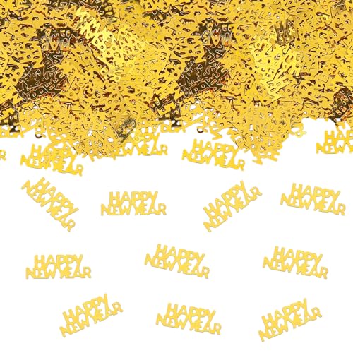 GoldRock Konfetti Streudeko Silvester Deko 2024 Gold, 500 Stk Silvester Tischdeko,Happy New Year Deko,Neujahr Deko Confetti,Glitzer Silvester Dekoration,Neujahrsdeko Luftschlangen für Karneval Party von GoldRock