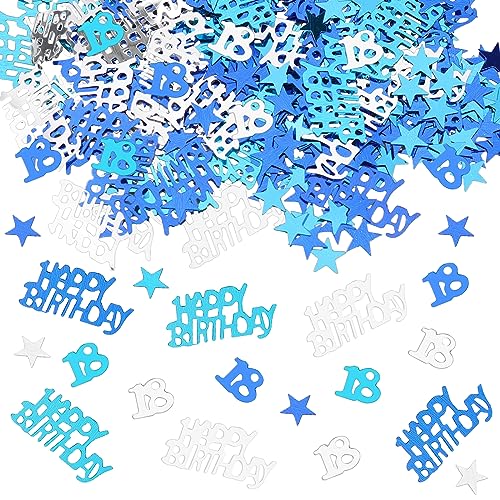 GoldRock Konfetti 18. Geburtstag Deko Blau - 500 Stück Tischdeko, Streudeko Happy Birthday Confetti für Junge Mädchen, 18 Jahre Feier von GoldRock