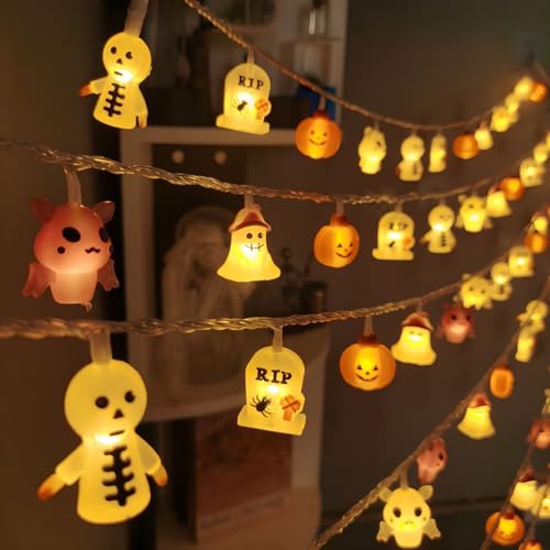 GoldRock Lichterkette (Geist-Grabstein-Fledermaus-Kürbis, 3M 20 LED) von GoldRock