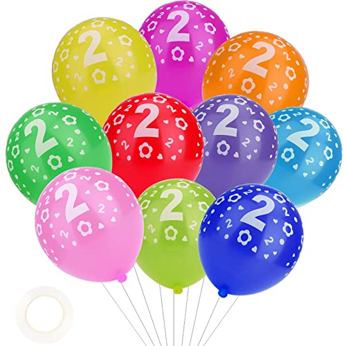 GoldRock Luftballon 2. Geburtstag Mädchen Junge, 10 Stück Ballon 2 Geburtstag, Luftballons Geburtstag 2 Jahre,Bunt Ballon 2 Geburtstag,2. Geburtstag Deko,Zahl 2 Ballon für 2. Jubiläen,Kindergeburtstag von GoldRock