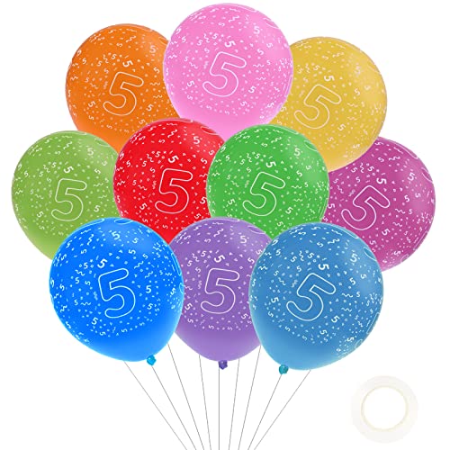 GoldRock Luftballon 5 Geburtstag, 10 Stück Luftballon 5 Jahre,Bunt Luftballons zum 5. Geburtstag,Ballon 5 Geburtstagsdeko,Zahl 5 Deko Luftballon Mädchen Junge,Zahlenballons Kindergeburtstag Dekoration von GoldRock
