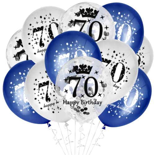 GoldRock Luftballon 70 Geburtstag Deko Blau, 15 Stück Ballon 70. Geburtstag Männer Frau Geschenk Zum 70 Geburtstag Mann Frau,70 Jahre Deko,Party Deko Geburtstag 70 Mann Silber,70 Geburtstag Ballons von GoldRock