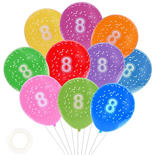 GoldRock Luftballon 8 Geburtstag, 10 Stück Luftballon 8 Jahre, Bunt Luftballons zum 8. Geburtstag,Ballon 8 Geburtstagsdeko, Zahl 8 Ballons Geburtstag Mädchen Junge, Zahlenballons Kindergeburtstag Deko von GoldRock