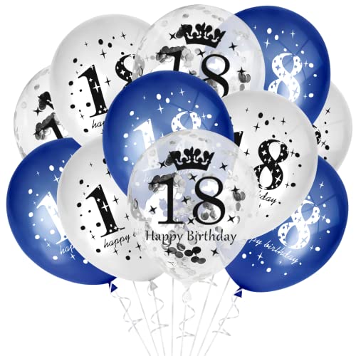 GoldRock Luftballons 18 Geburtstag Junge Mädchen, 15 Stück 18 Geburtstag Deko Ballon Blau, Deko 18. Geburtstag Junge, Geburtstagsdeko 18 Jahre, Luftballons Geburtstag 18, Dekoration zum 18 Geburtstag von GoldRock
