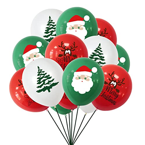 GoldRock Luftballons Weihnachten Deko,15 Stück Weihnachtsballons,Weihnachten Dekoration mit Weihnachtsbaum,Elch,Weihnachtsmann-Druck,Merry Christmas Ballons für Weihnachten Neujahr Party Decor Supplie von GoldRock