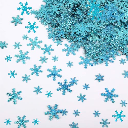 GoldRock Schneeflocken Deko Konfetti Blau,Streudeko Weihnachten Glitzer,Weihnachtsdeko Tischdeko,Winterdeko Confetti,Frozen Geburtstagsdeko,Schneeflocke Weihnachten Deko Hochzeit,Geburtstag,Neujahr von GoldRock