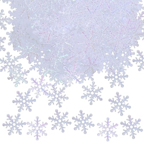 Schneeflocken Deko Konfetti Groß,30mm Streudeko Weihnachten Deko,Glitzer Weihnachtsdeko,Frozen Geburtstagsdeko,Schneeflocke Tischdeko Weiß für Einschulung,Hochzeit,Geburtstag,Neues Jahr,Tortendeko von GoldRock