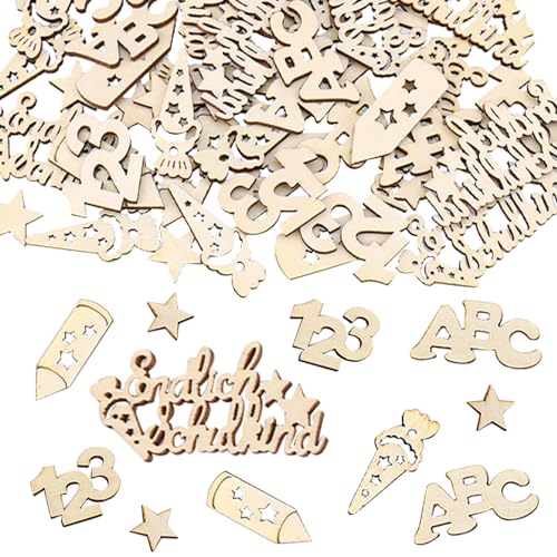 Streudeko Einschulung Deko Mädchen Junge Holz, 60 Stk Deko Einschulung Junge, Tischdeko Schulanfang Deko, Konfetti Schulkind 2024 Junge Groß, ABC 123 Zuckertüte Schultüte Confetti für Deko Schulanfang Streudeko Einschulung Deko Mädchen Junge Holz, 60 Stk Deko Einschulung Junge, Tischdeko Schulanfang Deko, Konfetti Schulkind 2024 Junge Groß, ABC 123 Zuckertüte Schultüte Confetti für Deko Schulanfang von GoldRock