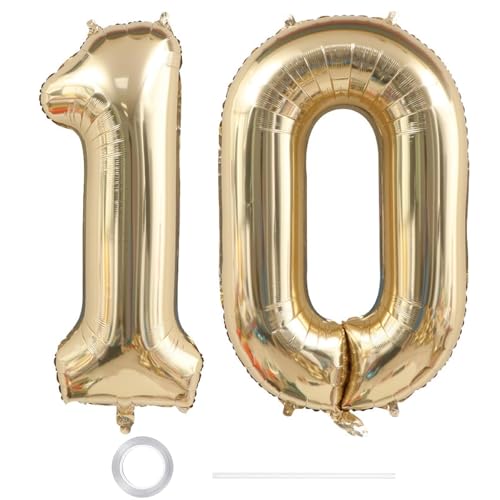 GoldRock XXL Luftballon Geburtstag Deko Weißgold (Helles Gold, 10) von GoldRock