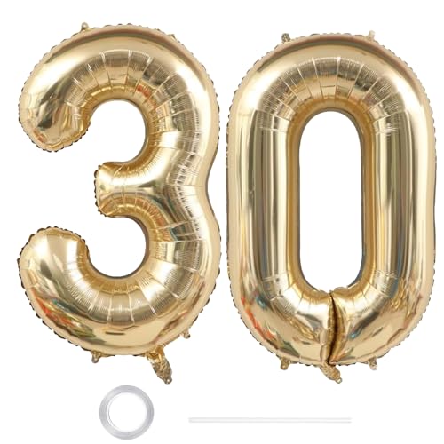 GoldRock XXL Luftballon Geburtstag Deko Weißgold (Helles Gold, 30) von GoldRock