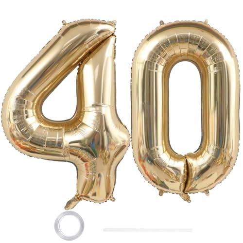 GoldRock XXL Luftballon Geburtstag Deko Weißgold (Helles Gold, 40) von GoldRock