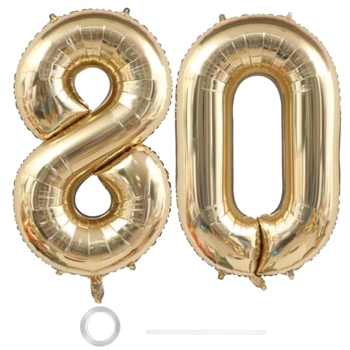 GoldRock XXL Luftballon Geburtstag Deko Weißgold (Helles Gold, 80) von GoldRock