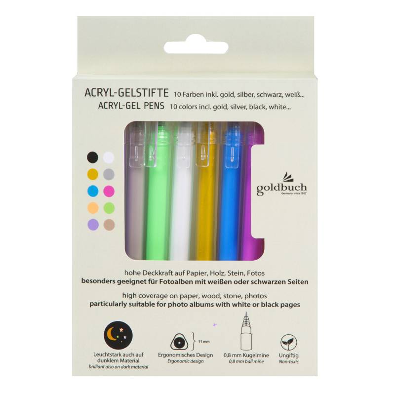 Acryl-Gelstifte für Fotoalben 10 Farben von Goldbuch