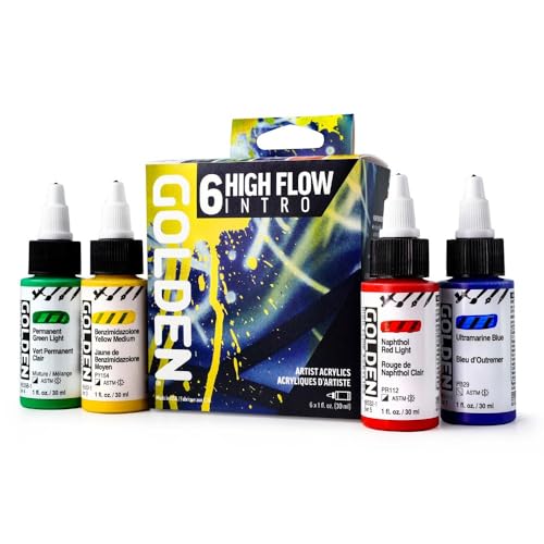 Gold High Flow Acrylfarben mit hohem Durchfluss, 6 Farben, professionelle Acrylfarbe Gold High Flow Acrylfarben mit hohem Durchfluss, 6 Farben, professionelle Acrylfarbe von Golden Artist Colors