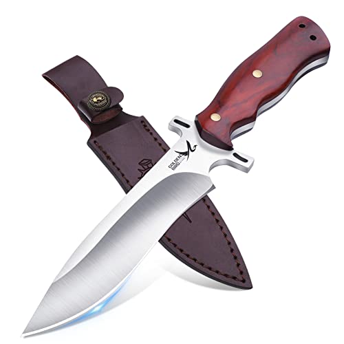 Golden Bird Jagdmesser Bushcraft Messer mit Holster, D2 Stahlklinge Feststehende Klinge Survival Messer Bowiemesser mit Palisandergriff, Outdoor messer Golden Bird Jagdmesser Bushcraft Messer mit Holster, D2 Stahlklinge Feststehende Klinge Survival Messer Bowiemesser mit Palisandergriff, Outdoor messer von Golden Bird