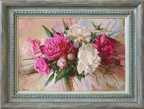 Golden Fleece Kreuzstich-Stickerei-Set für Erwachsene Blumen – Energie der Liebe, 25,7 × 37,5 cm, 16 Stück von Golden Fleece