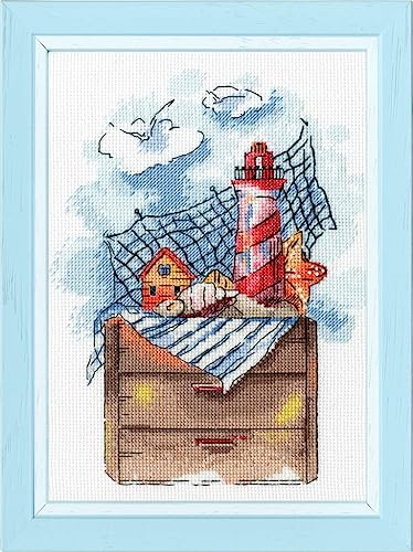 Golden Fleece Kreuzstich-Stickset für Erwachsene, Heimdekoration, Meer – Leuchtturm, 21,8 x 16,5 cm, 14 Stück Golden Fleece Kreuzstich-Stickset für Erwachsene, Heimdekoration, Meer – Leuchtturm, 21,8 x 16,5 cm, 14 Stück von Golden Fleece