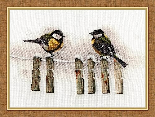 Golden Fleece Kreuzstich-Stickset für Erwachsene, Vögel, Winterversammlungen, 15 x 28,5 cm, 16 Stück von Golden Fleece