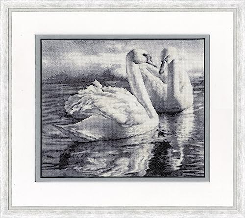 Golden Fleece Kreuzstich-Stickset für Erwachsene, Vögel, zwei Schwäne 26,7 x 31,5 cm, 16 Stück von Golden Fleece