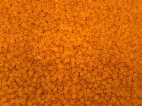 Größe der Rocailles-Perlen: 11/0, 50 g (transparentes Orange, matt) von Golden Leaf
