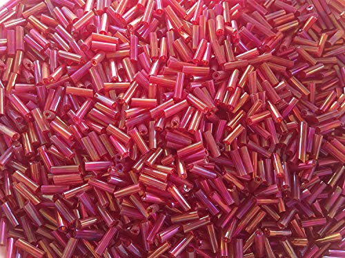 Tschechische Stiftperlen, 40 g, Glasröhrchen, Größe #3, 7 mm, rot schillernd von Golden Leaf