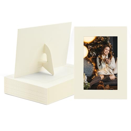 Golden State Art, 25 Stück Papier-Bilderrahmen mit Staffelei, Fotorahmen, Karten, DIY-Karton (Elfenbein) von Golden State Art