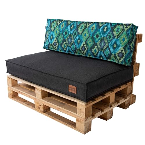 GoldenGroup Gartenset Kissen für Palettenmöbel Aztek - Polsterstoff - Langlebiges und Wasserdichtes Material - Sitzkissen 120cm x 80cm x 15cm, Rückenkissen (2X) 60cm x 40cm x 15cm von GoldenGroup