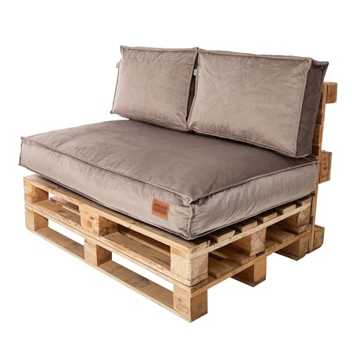 GoldenGroup Gartenset Kissen für Palettenmöbel Cappuccino - Polsterstoff - Langlebiges und Wasserdichtes Material - Sitzkissen 120cm x 80cm x 15cm, Rückenkissen 120cm x 40cm x 15cm von GoldenGroup