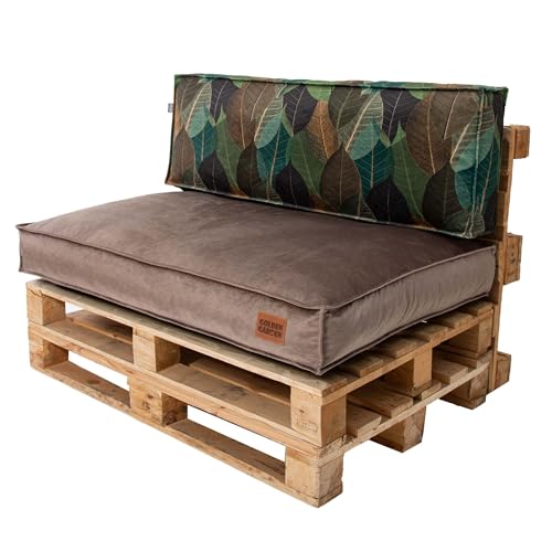 GoldenGroup Gartenset Kissen für Palettenmöbel Cappuccino & Blätter - Polsterstoff - Langlebiges und Wasserdichtes Material - Sitzkissen 120cm x 80cm x 15cm, Rückenkissen 120cm x 40cm x 15cm GoldenGroup Gartenset Kissen für Palettenmöbel Cappuccino & Blätter - Polsterstoff - Langlebiges und Wasserdichtes Material - Sitzkissen 120cm x 80cm x 15cm, Rückenkissen 120cm x 40cm x 15cm von GoldenGroup