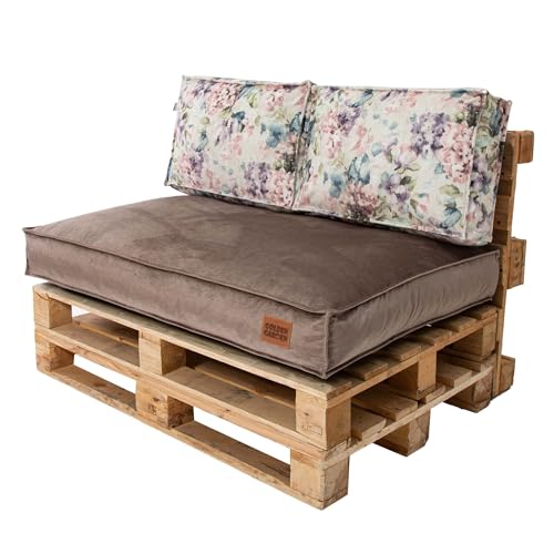 GoldenGroup Gartenset Kissen für Palettenmöbel Cappuccino & Blumen - Polsterstoff - Langlebiges und Wasserdichtes Material - Sitzkissen 120cm x 80cm x 15cm, Rückenkissen 120cm x 40cm x 15cm GoldenGroup Gartenset Kissen für Palettenmöbel Cappuccino & Blumen - Polsterstoff - Langlebiges und Wasserdichtes Material - Sitzkissen 120cm x 80cm x 15cm, Rückenkissen 120cm x 40cm x 15cm von GoldenGroup