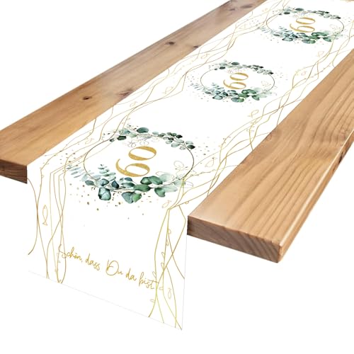 Goldenland Tischläufer Weiß Leinen-Geburtstagstischläufer Geburtstags Tischläufer Dekoration Feiern Alles Gute Zum Geburtstag Feier Tischläufer Dekor 40 x 185 HBD 60 Jahr Goldenland Tischläufer Weiß Leinen-Geburtstagstischläufer Geburtstags Tischläufer Dekoration Feiern Alles Gute Zum Geburtstag Feier Tischläufer Dekor 40 x 185 HBD 60 Jahr von Goldenland