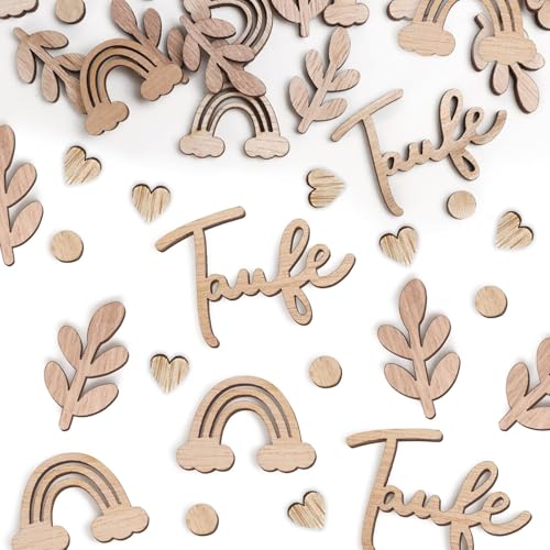 Taufe Konfetti Holz Kommunion Holz 120 stk, Tauben Konfetti Tischdeko Taufe zum Basteln DIY Handwerk Konfirmation Deko Firmung Junge Mädchen Streudeko von Goldenland