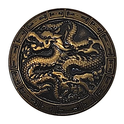 Goldgöre 5 Metall Knöpfe 20 mm gold mit chinesischem Drachen zum Annähen von Goldgöre