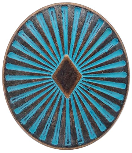 Goldgöre 5 Metall Knöpfe blau türkis gemustert 25 mm mit Öse zum Annähen von Goldgöre