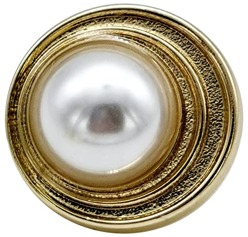 Goldgöre 5 Metall Knöpfe gold mit Perle mit Öse zum Annähen 23 mm von Goldgöre